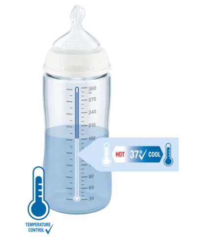 Nuk Disney Winnie the Pooh First Choice Plus Μπιμπερό 300ml Με Δείκτη Ελέγχου Θερμοκρασίας Θηλή Σιλικόνης 0-6 Μηνών Ροζ