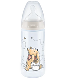 Nuk Disney Winnie the Pooh First Choice Plus Μπιμπερό 300ml Με Δείκτη Ελέγχου Θερμοκρασίας Θηλή Σιλικόνης 0-6 Μηνών Γκρί