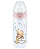 Nuk Disney Winnie the Pooh First Choice Plus Μπιμπερό 300ml Με Δείκτη Ελέγχου Θερμοκρασίας Θηλή Σιλικόνης 0-6 Μηνών Ροζ