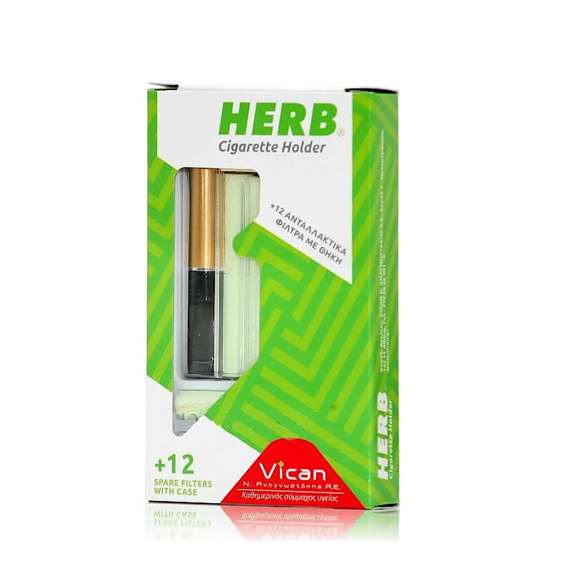 Vican Herb Cigarette Holder Χρυσό 12 Ανταλλακτικά Με Θήκη 