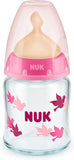 Nuk Γυάλινο Μπιμπερό First Choice Plus με Θηλή Καουτσούκ 120ml για 0-6 μηνών Ροζ Πουλάκια